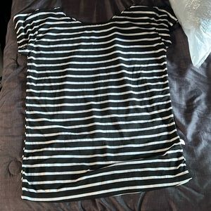 Black and white strips, tee shirt from Bella.